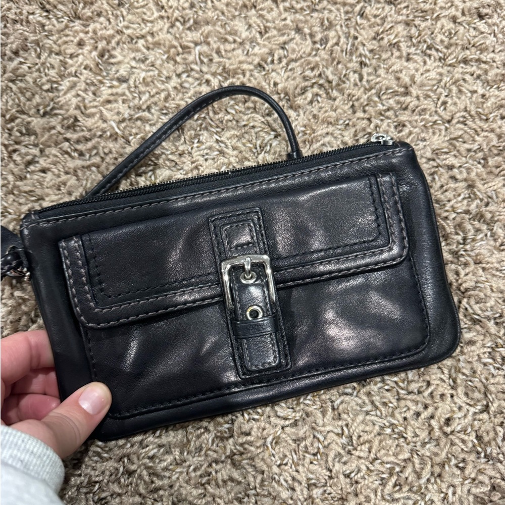 Coach Black Leather Wristlet